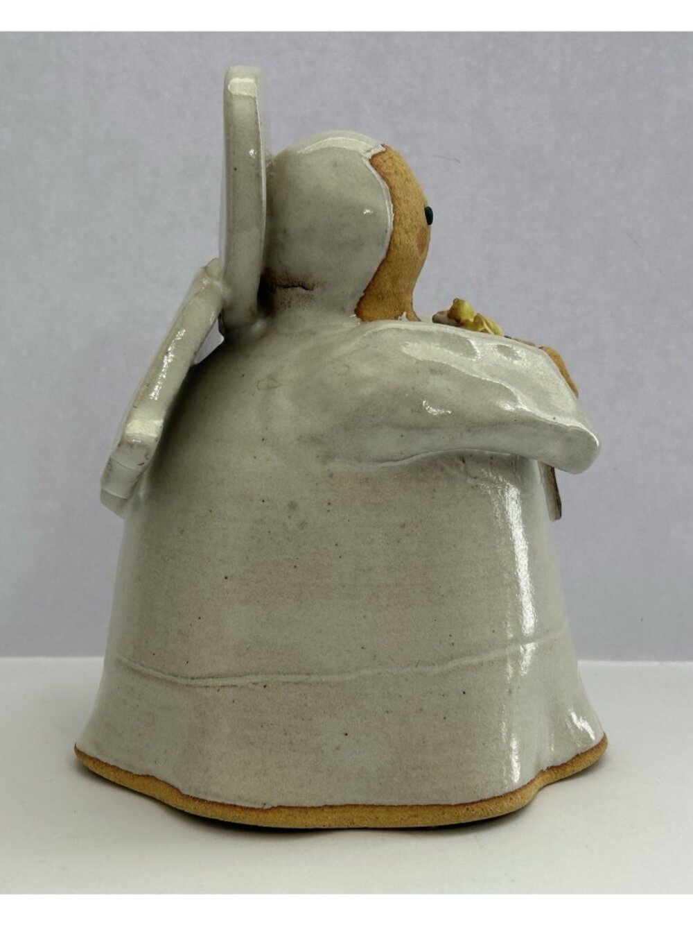 Pottery Angel Figurine Yellow Flowers Handmade Decorative Farmhouse Cottagecore - Picture 4 of 10